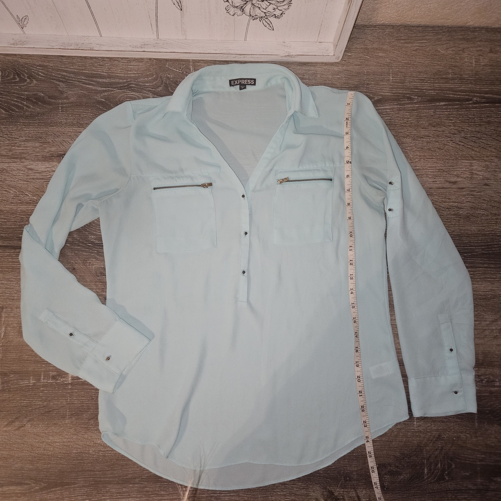 Light Blue Button-Up Blouse - Picture 4 of 11